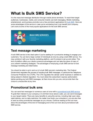 What Is Bulk SMS Service?