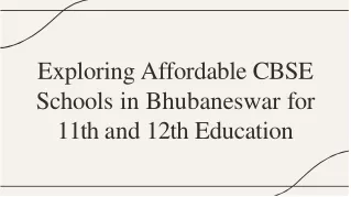 CBSE schools for 11th and 12th in Bhubaneswar