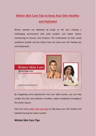 Winter Skin Care Tips to Keep your Skin Healthy and Hydrated