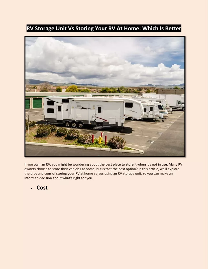 rv storage unit vs storing your rv at home which