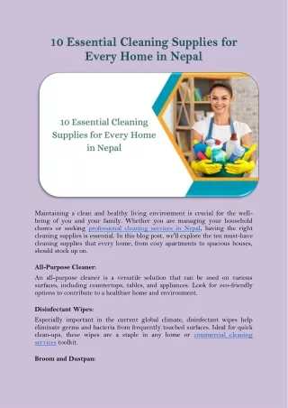 10 Essential Cleaning Supplies for Every Home in Nepal