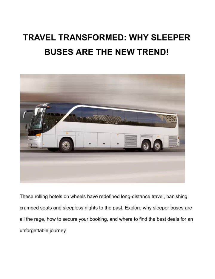 travel transformed why sleeper