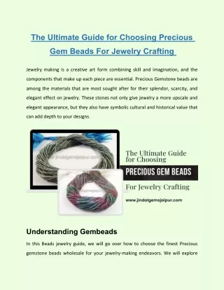 The Ultimate Handbook for Choosing Precious Gem Beads For Jewelry Crafting