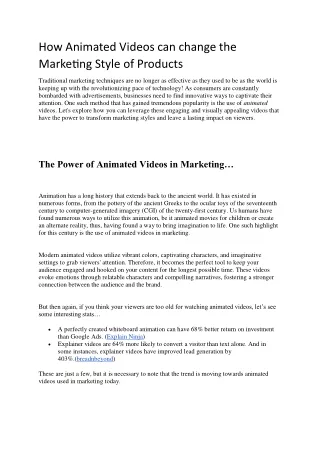 How Animated Videos can change the Marketing Style of Products