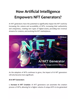 How Artificial Intelligence Empowers NFT Generators