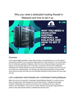 why you need a dedicated hosting firewall