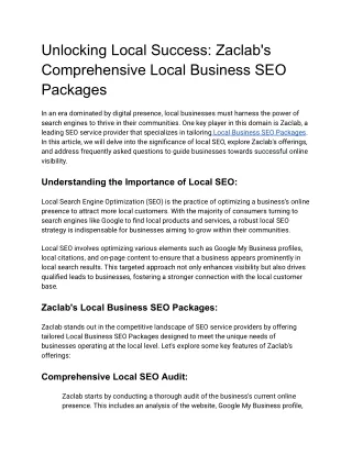 local business seo packages