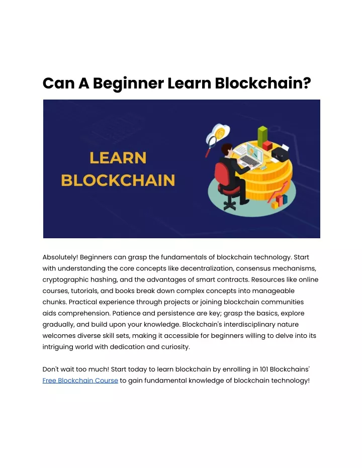 can a beginner learn blockchain