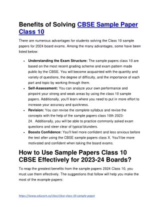 CBSE Sample Paper Class 10 Benefits