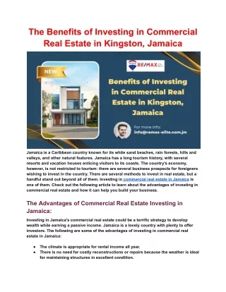 The Benefits of Investing in Commercial Real Estate in Kingston, Jamaica