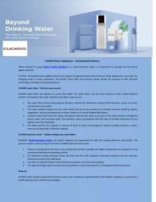 CUCKOO water filter – Purity in every ounce!