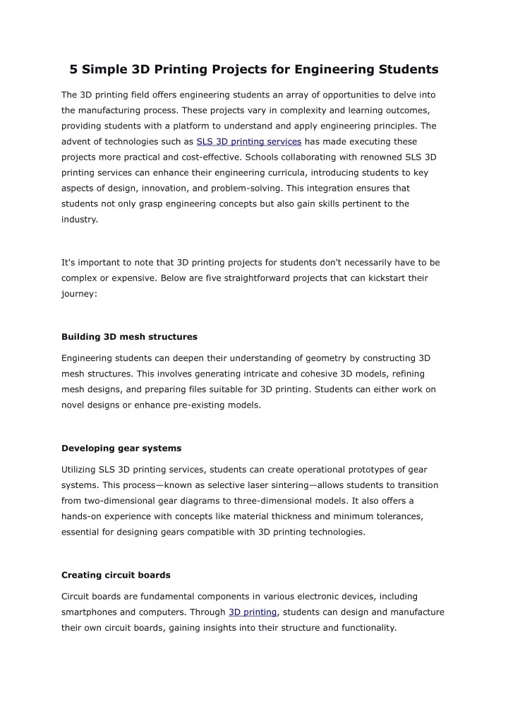 5 simple 3d printing projects for engineering