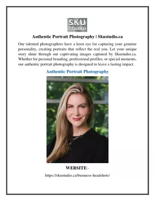 Authentic Portrait Photography  Skustudio.ca