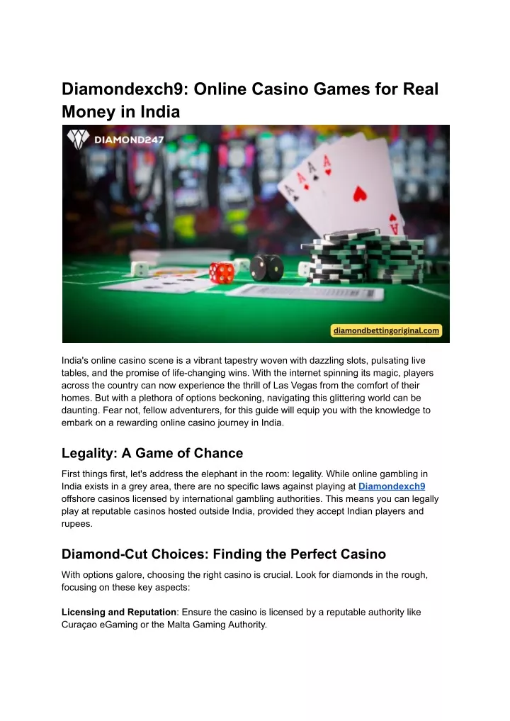 diamondexch9 online casino games for real money