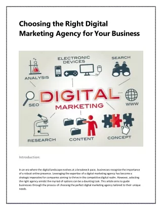 Choosing the Right Digital Marketing Agency for Your Business