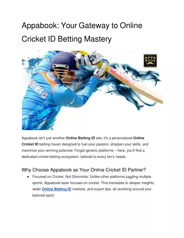 appabook your gateway to online cricket id betting mastery