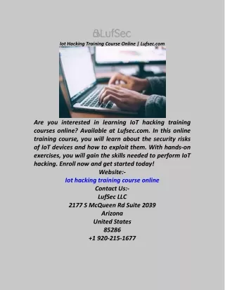 iot hacking training course online lufsec com