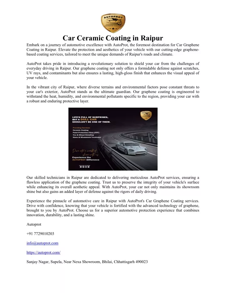 car ceramic coating in raipur embark on a journey