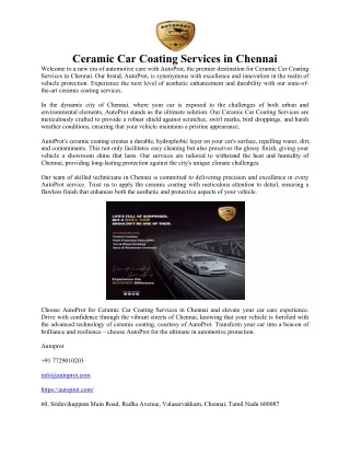 Ceramic Car Coating Services in Chennai