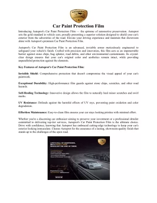 Car Paint Protection Film