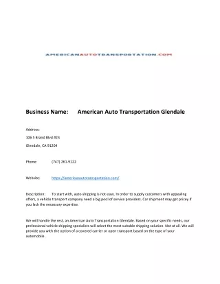 American Auto Transportation Glendale