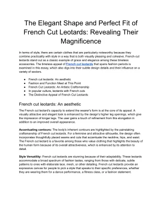 The Elegant Shape and Perfect Fit of French Cut Leotards_ Revealing Their Magnificence - Google Docs