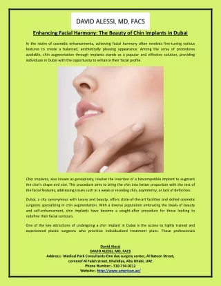 Enhancing Facial Harmony The Beauty of Chin Implants in Dubai