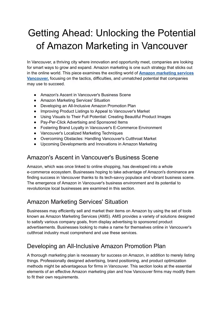 getting ahead unlocking the potential of amazon