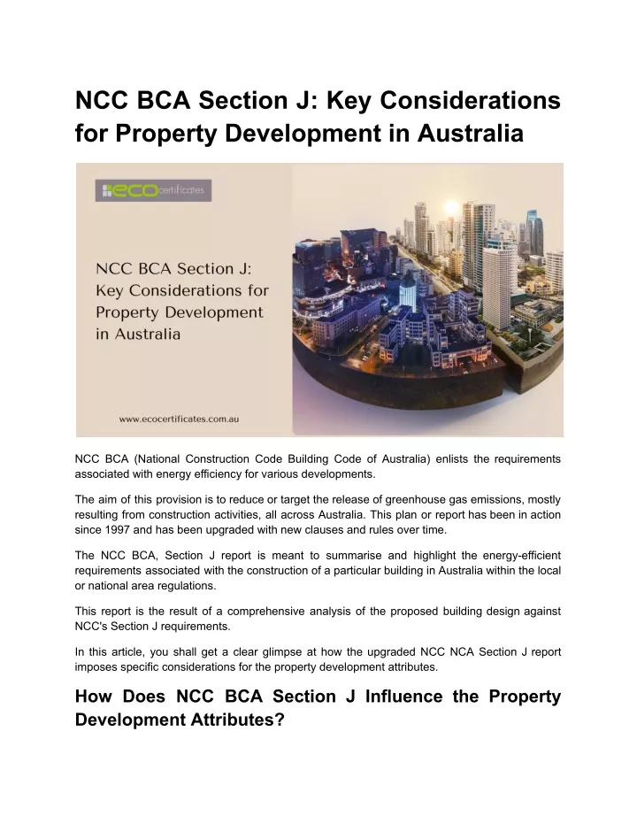 ncc bca section j key considerations for property