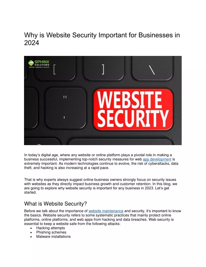 why is website security important for businesses