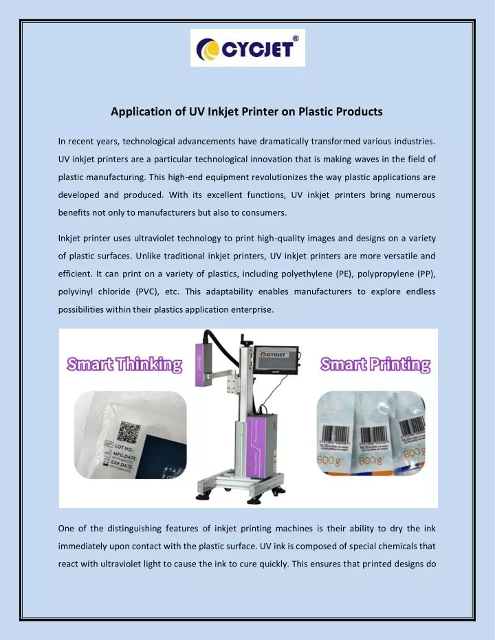 application of uv inkjet printer on plastic