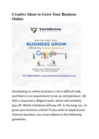 Creative Ideas To Grow Your Business Online-Techthrive Solutions