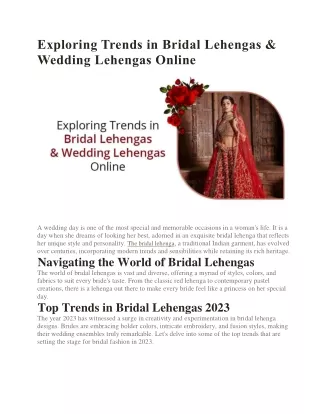 Exploring Trends in Bridal Lehengas & Wedding Lehengas Online – Piharwa India