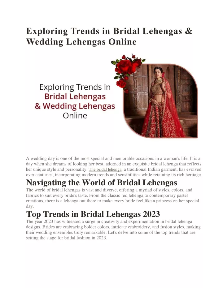 exploring trends in bridal lehengas wedding