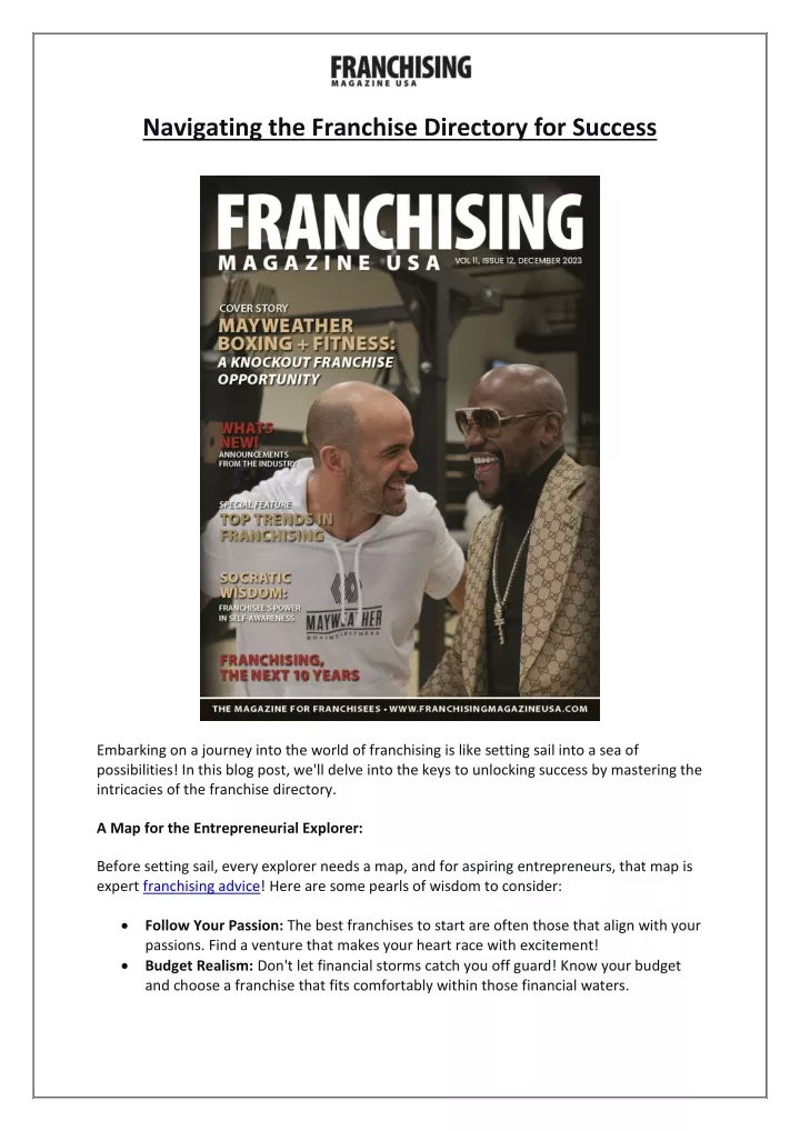 navigating the franchise directory for success