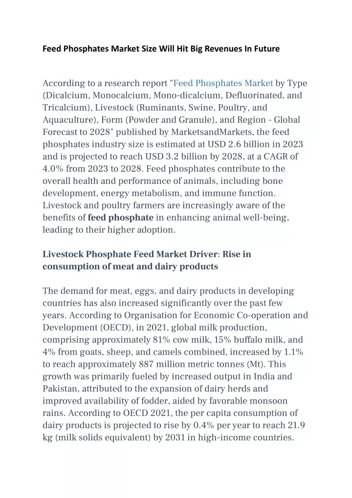 feed phosphates market size will hit big revenues