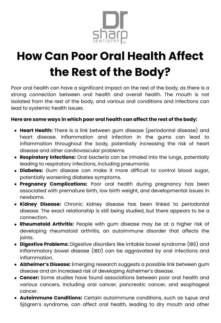 how can poor oral health affect the rest