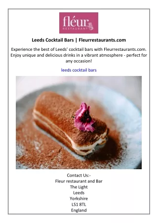 Leeds Cocktail Bars  Fleurrestaurants.com