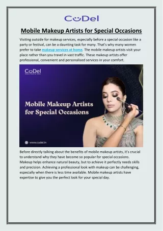 Mobile Makeup Artists for Special Occasions
