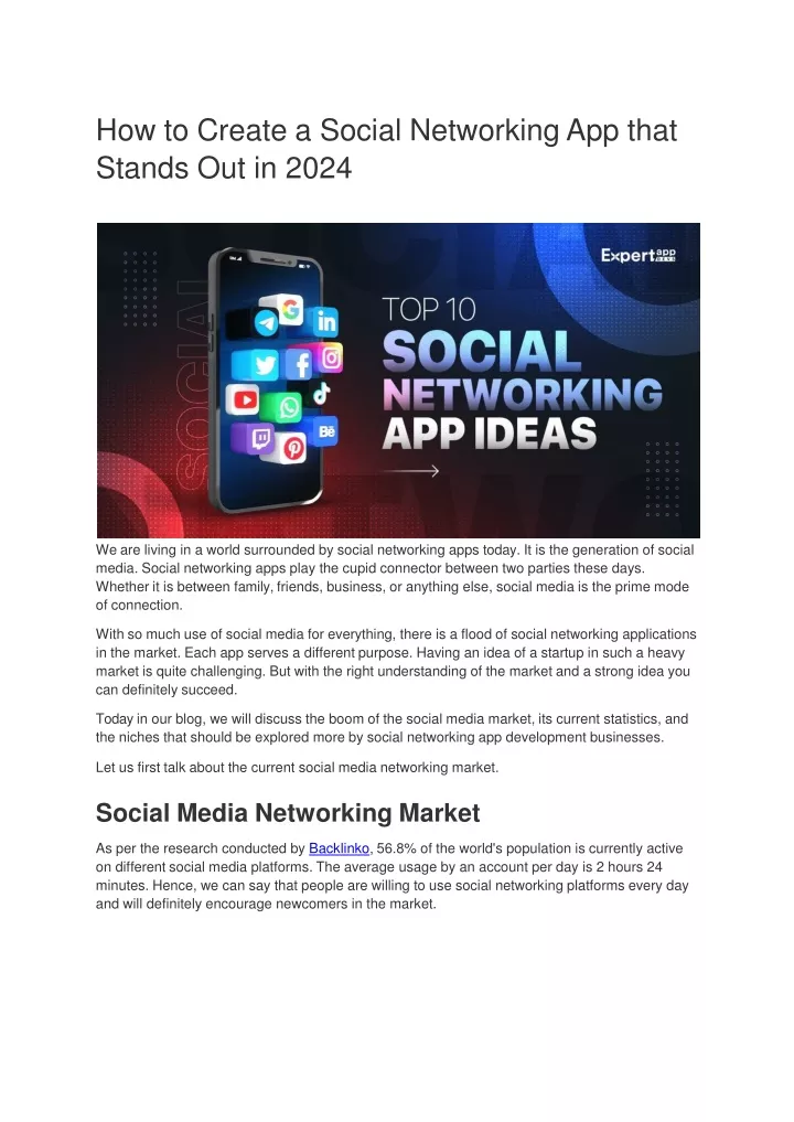 how to create a social networking app that stands