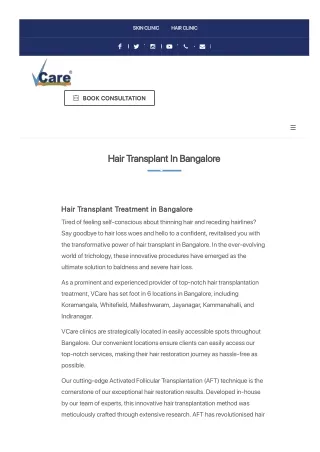 Hair transplant clinic in bangalore
