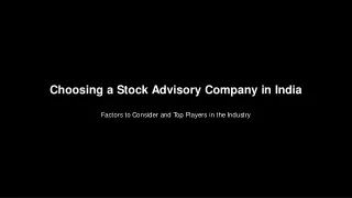 Best Stock Advisory Company in India for Smart Investments