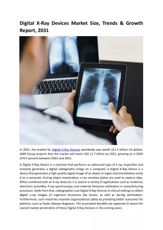 digital x ray devices market size trends growth