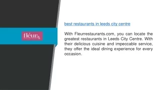 Best Restaurants In Leeds City Centre  Fleurrestaurants.com