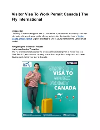 Visitor Visa To Work Permit Canada | The Fly International