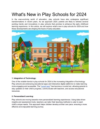 what s new in play schools for 2024