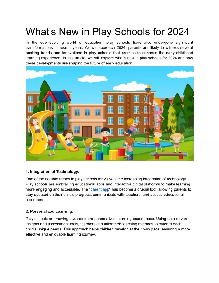 What S New In Play Schools For 2024 N 