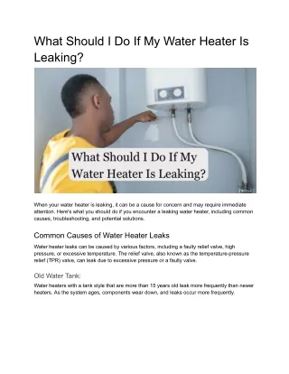 What Should I Do If My Water Heater Is Leaking_