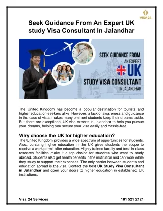 Seek Guidance from an expert UK Study Visa Consultant In Jalandhar