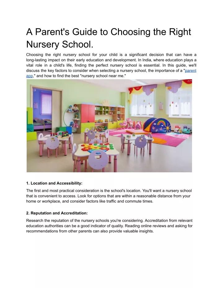 a parent s guide to choosing the right nursery